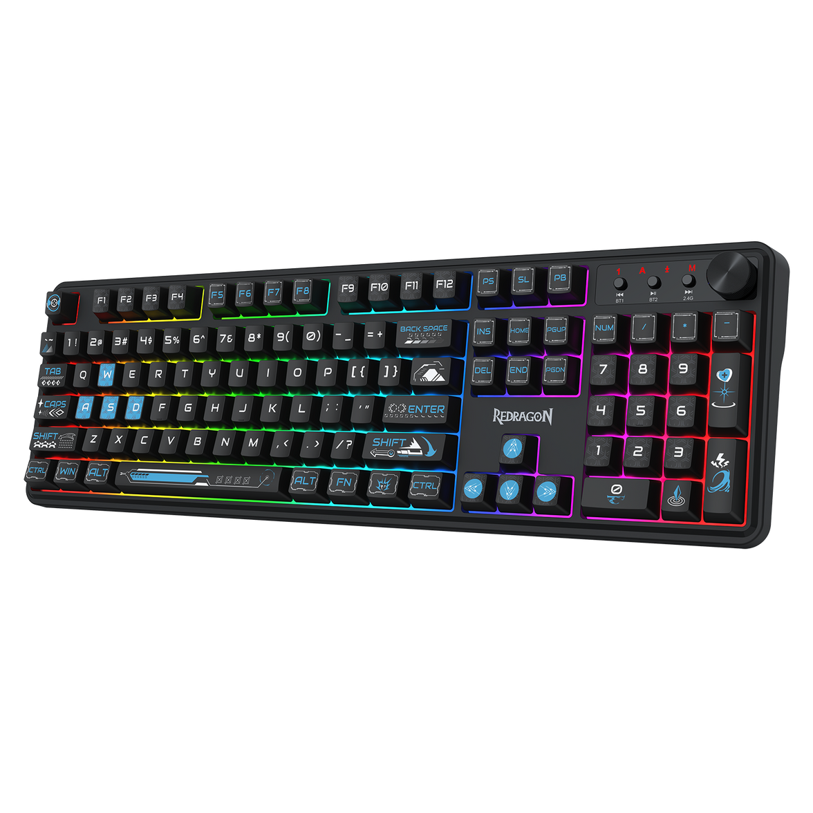 Redragon RM104 Pro Volcano Tri-Mode Wireless Membrane RGB Keyboard Black+Blue (K526BB-WL)