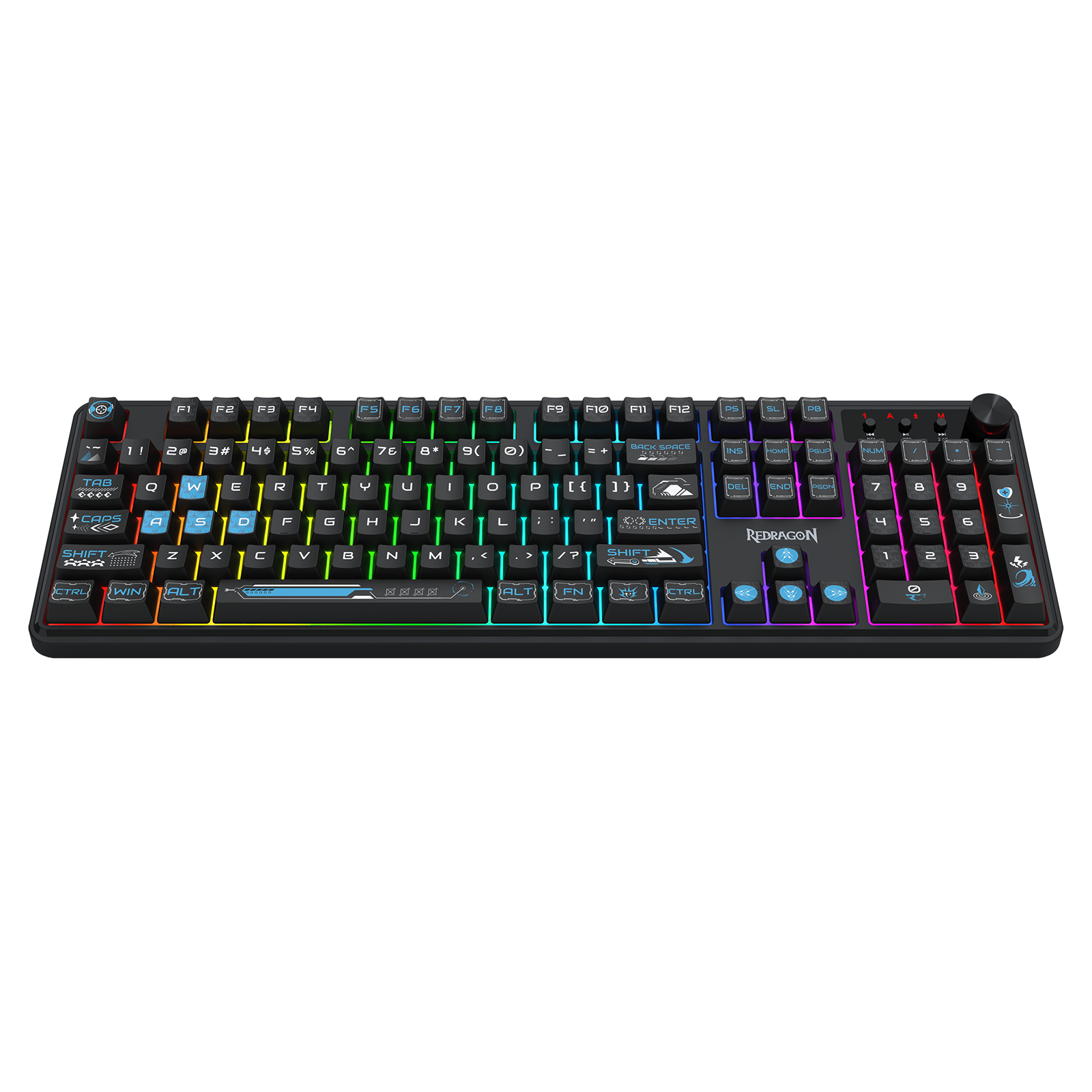 Redragon RM104 Pro Volcano Tri-Mode Wireless Membrane RGB Keyboard Black+Blue (K526BB-WL)