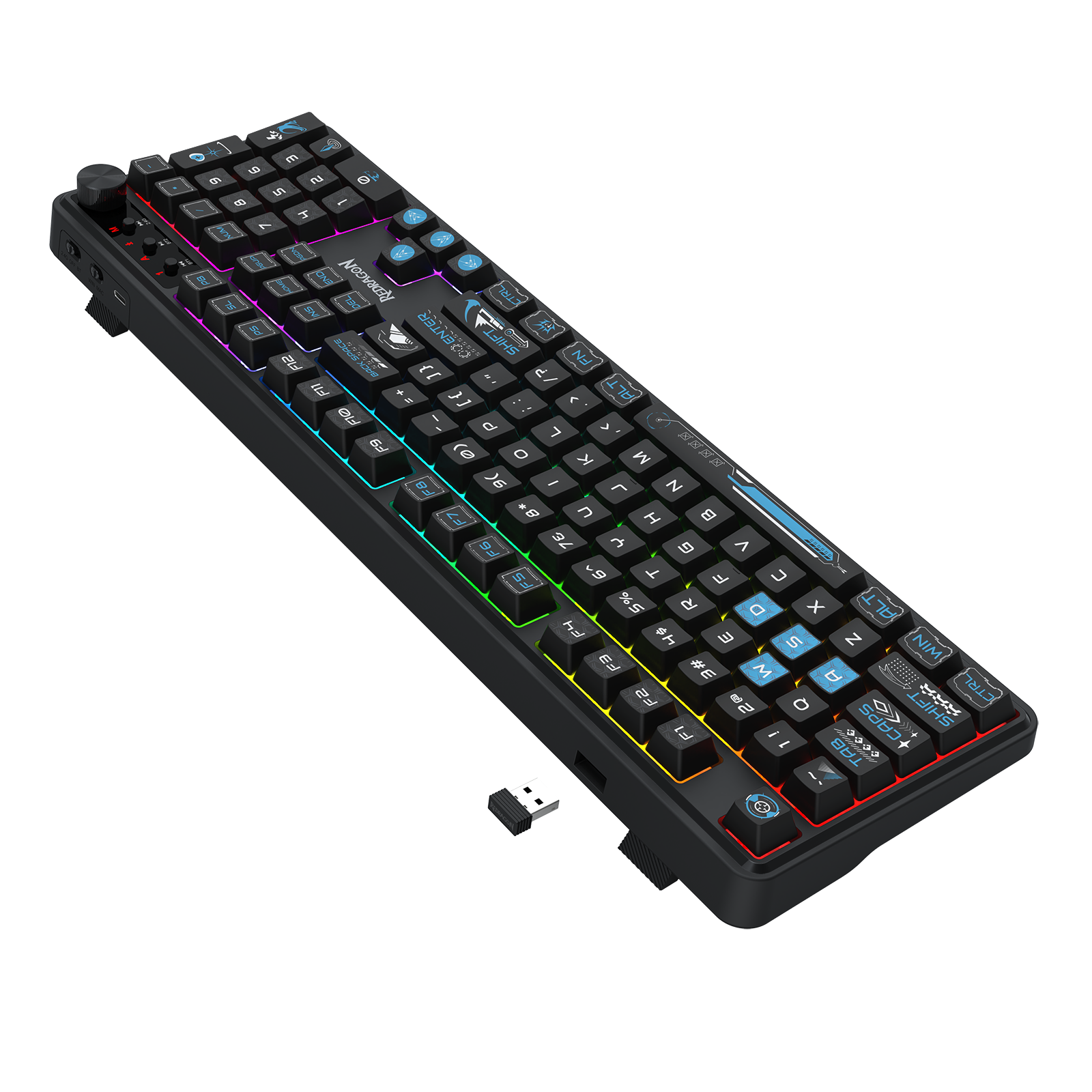 Redragon RM104 Pro Volcano Tri-Mode Wireless Membrane RGB Keyboard Black+Blue (K526BB-WL)