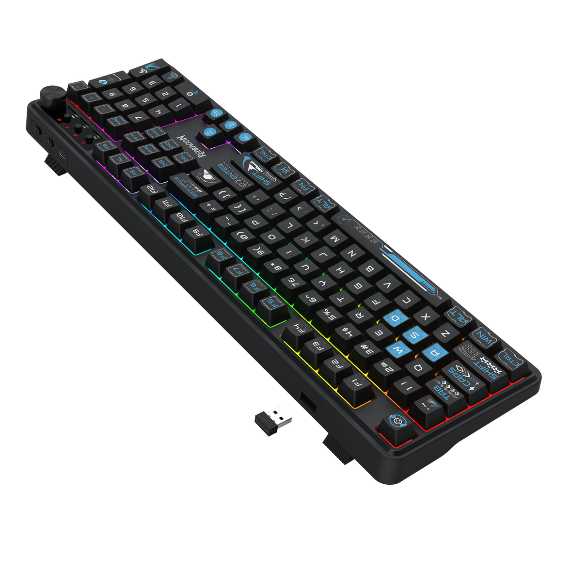 Redragon RM104 Pro Volcano Tri-Mode Wireless Membrane RGB Keyboard Black+Blue (K526BB-WL)