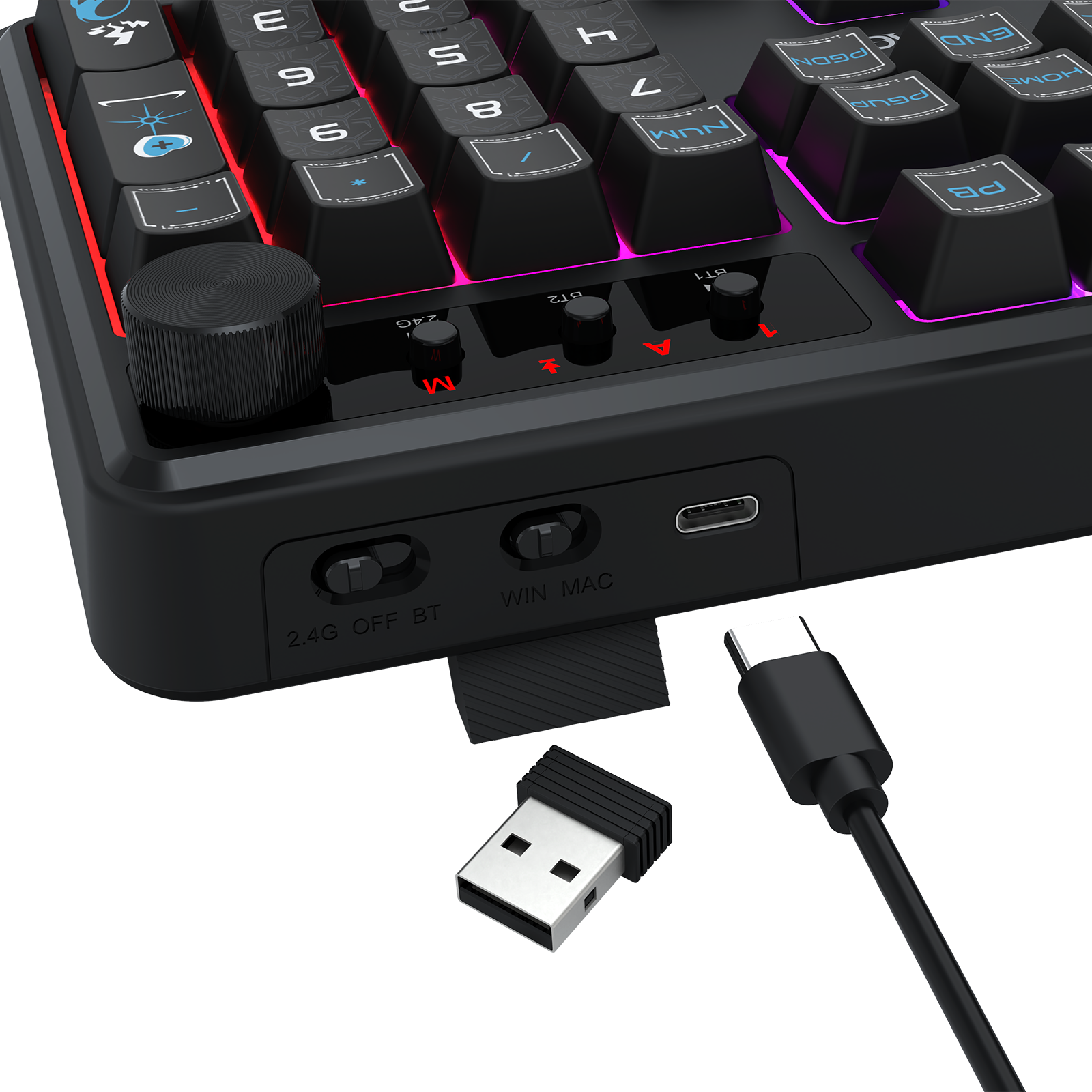 Redragon RM104 Pro Volcano Tri-Mode Wireless Membrane RGB Keyboard Black+Blue (K526BB-WL)