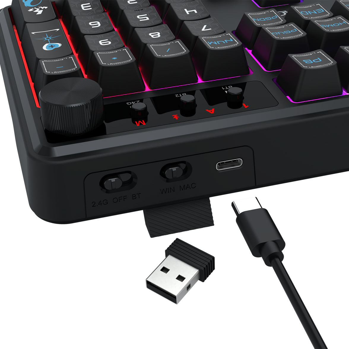 Redragon RM104 Pro Volcano Tri-Mode Wireless Membrane RGB Keyboard Black+Blue (K526BB-WL)