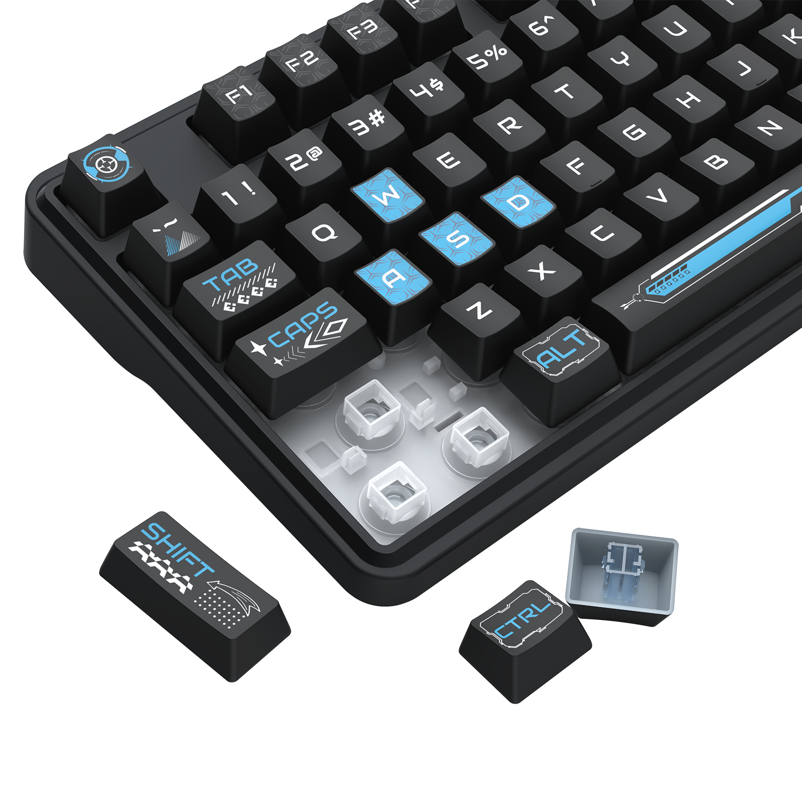 Redragon RM104 Pro Volcano Tri-Mode Wireless Membrane RGB Keyboard Black+Blue (K526BB-WL)