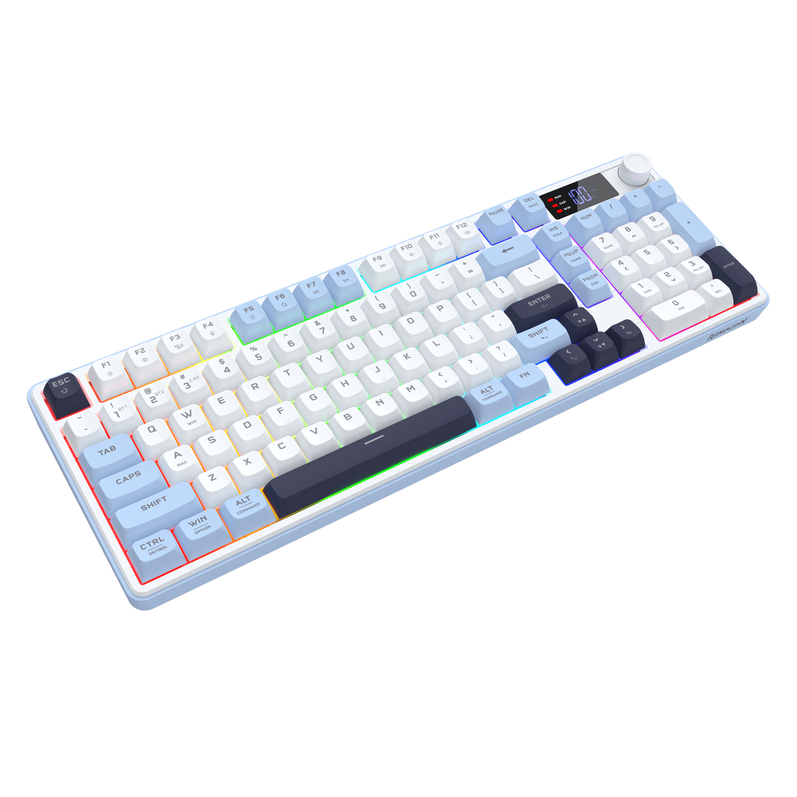 Redragon Aria Pro Wireless Keyboard White+Blue (K527WBL-PRO)