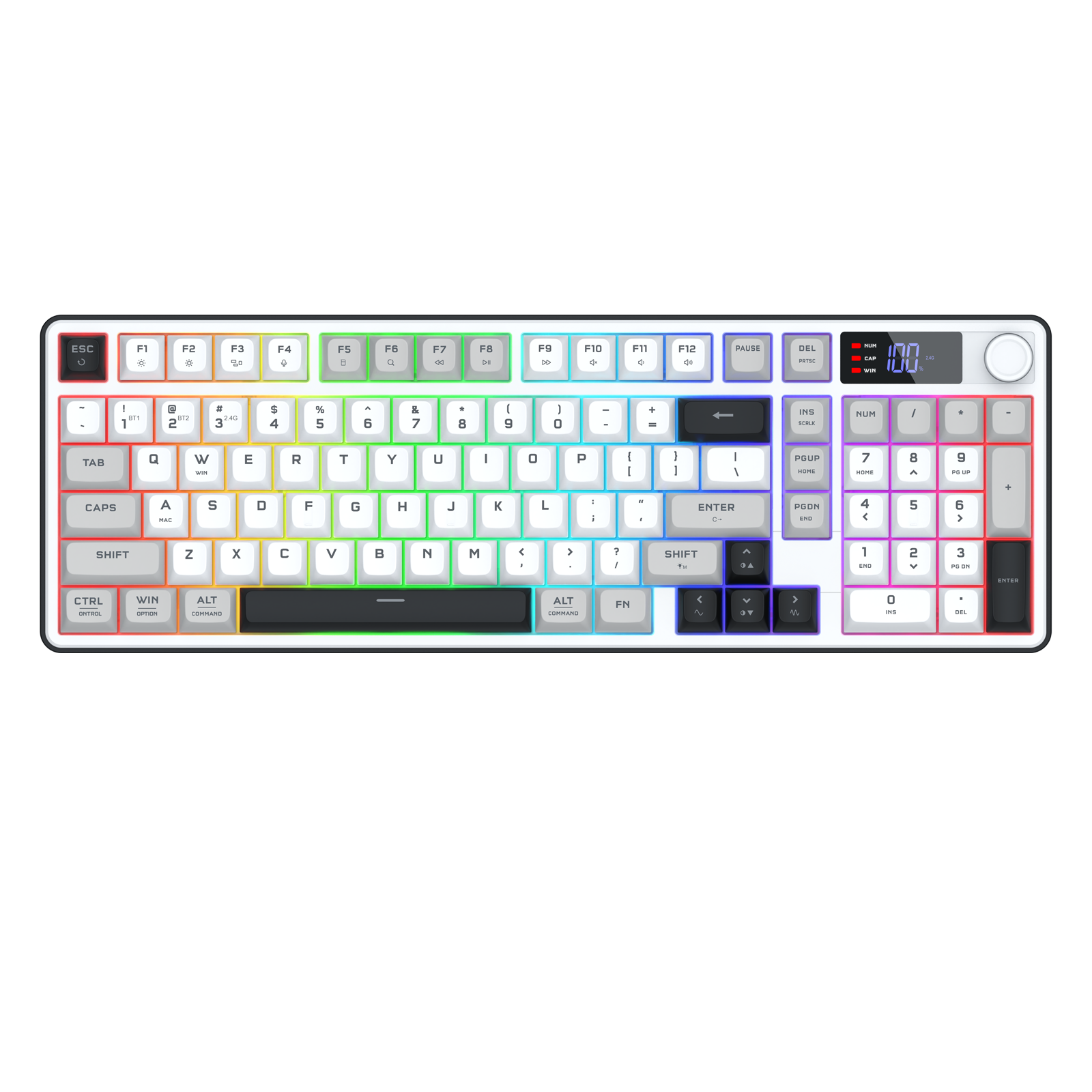 Redragon Aria Pro Wireless Keyboard White+Grey+Black (K527WGL-PRO)