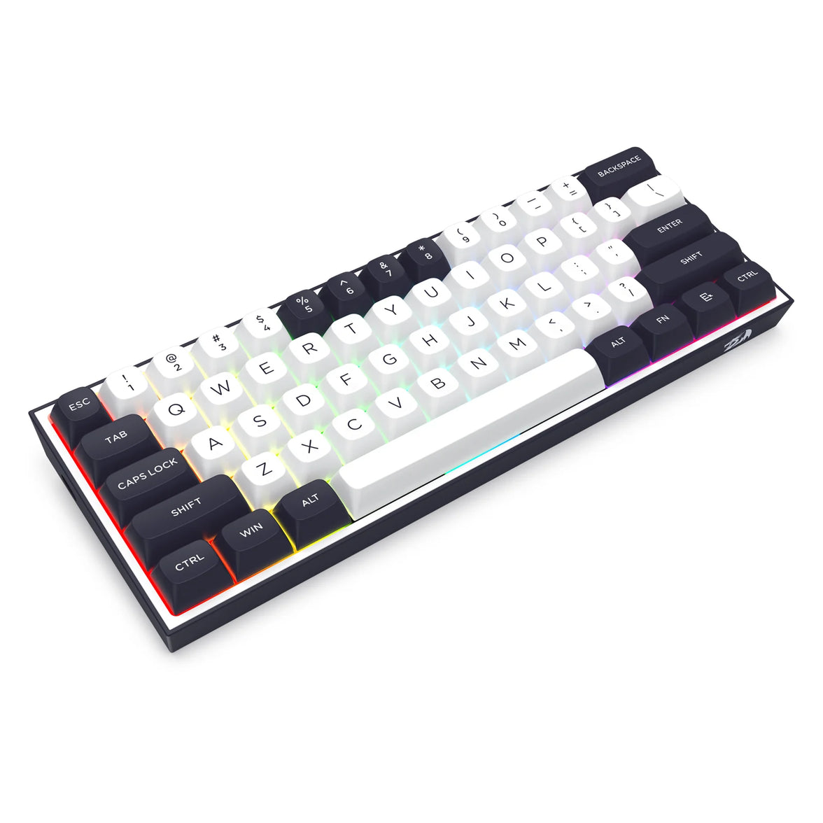 Redragon Alcor 60% Tri-Mode Wired Gaming Keyboard White-Black (RGD K717)