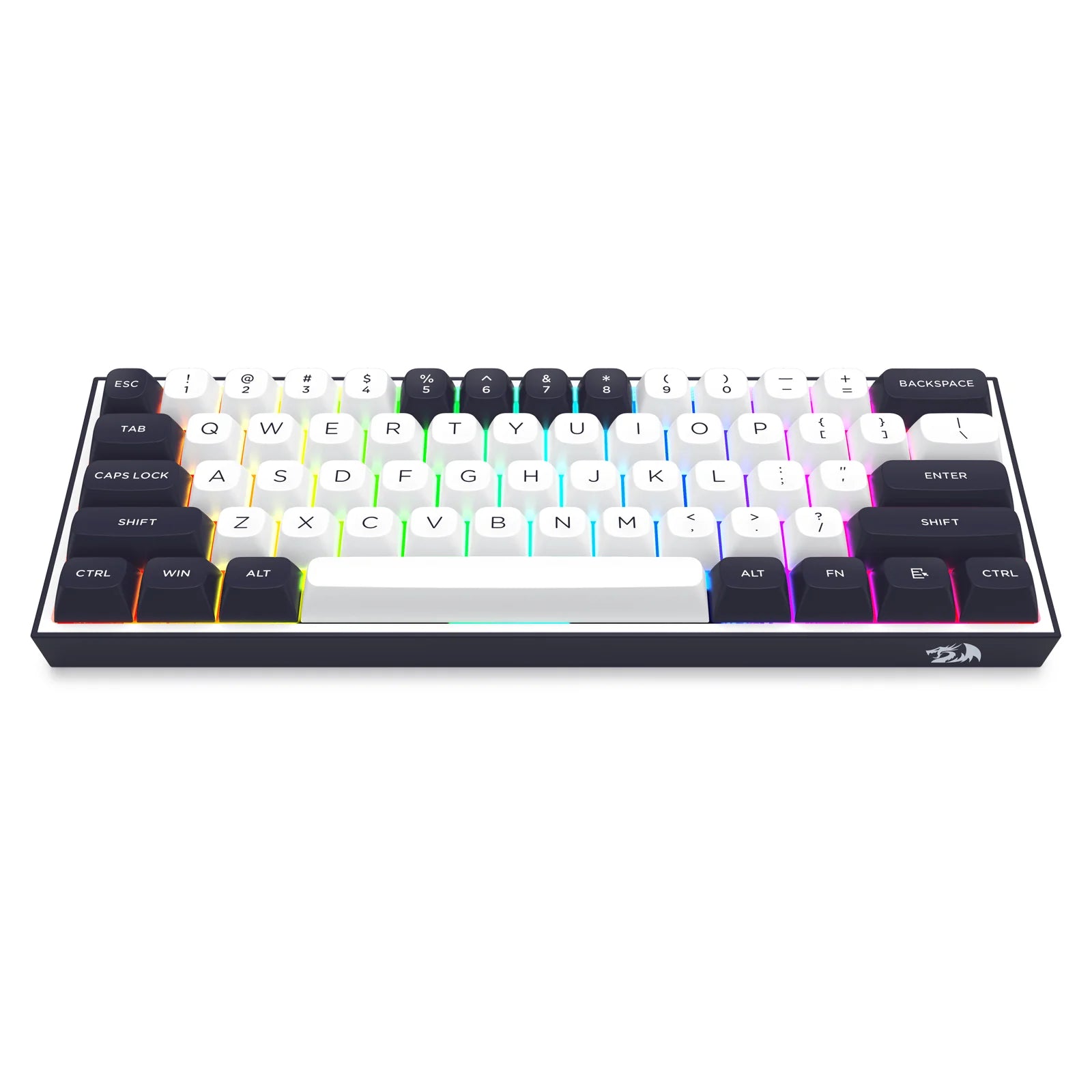 Redragon Alcor 60% Tri-Mode Wired Gaming Keyboard White-Black (RGD K717)