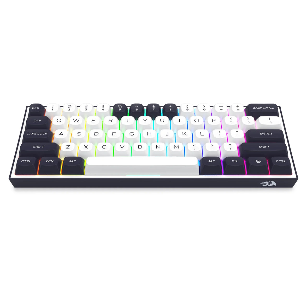 Redragon Alcor 60% Tri-Mode Wired Gaming Keyboard White-Black (RGD K717)