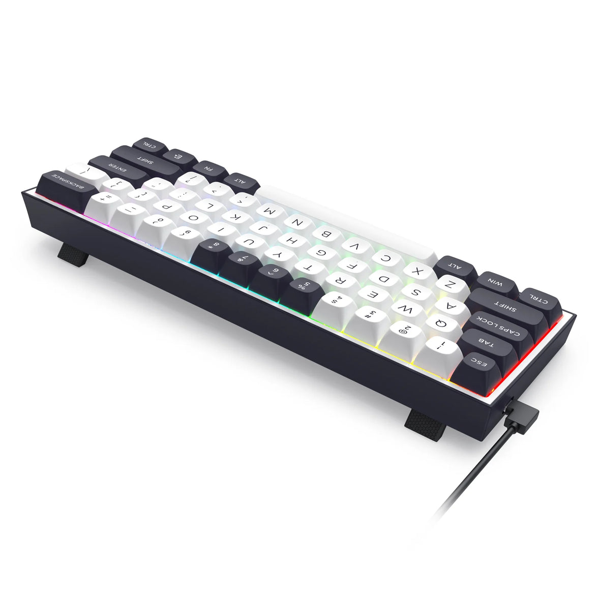Redragon Alcor 60% Tri-Mode Wired Gaming Keyboard White-Black (RGD K717)