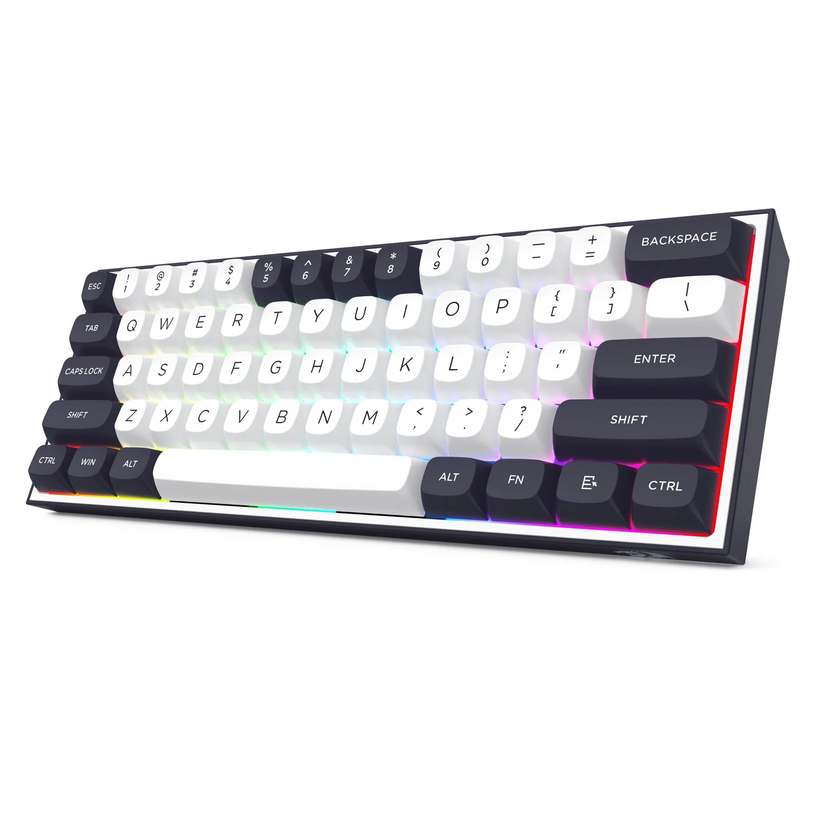 Redragon Alcor 60% Tri-Mode Wired Gaming Keyboard White-Black (RGD K717)