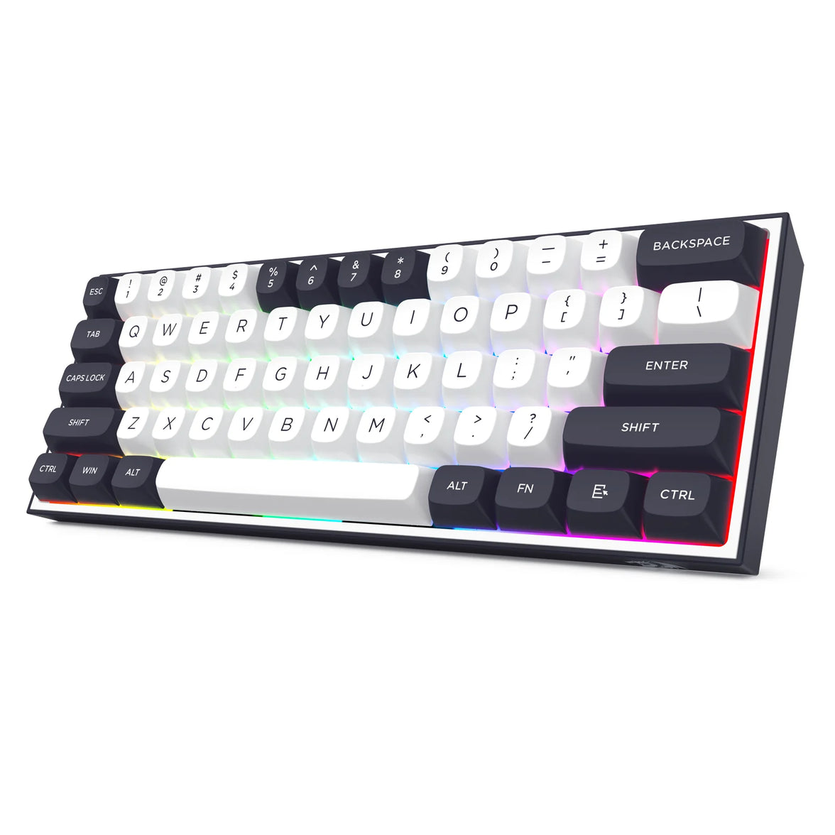 Redragon Alcor 60% Tri-Mode Wired Gaming Keyboard White-Black (RGD K717)