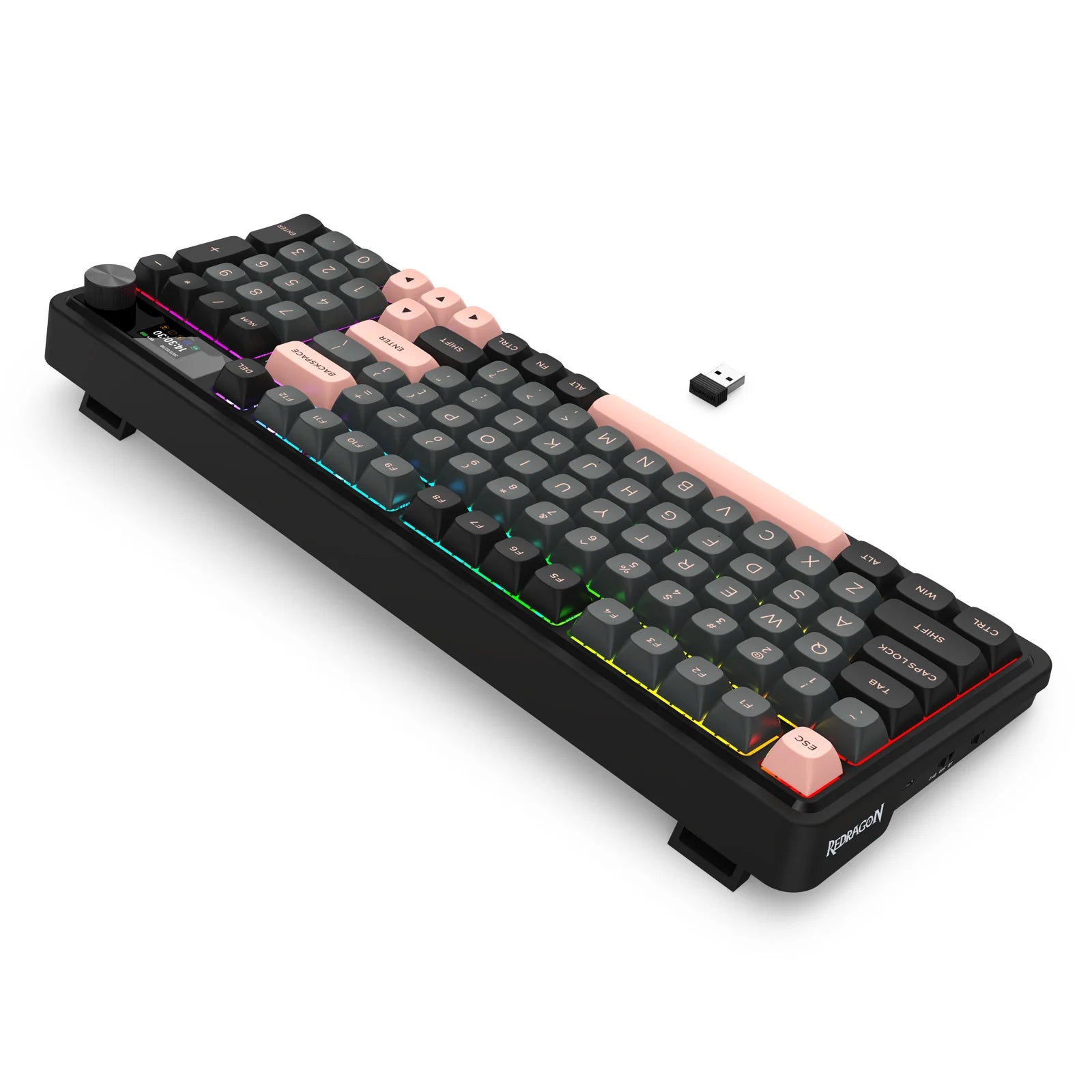 Redragon Galatin Pro w/ LCD Screen Grey+Black+Pink (K719GBP-RGB-PRO)