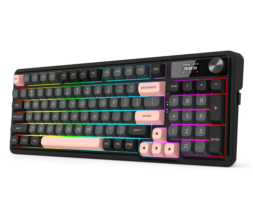 Extended Latin Pro Redragon Galatin Pro w/ LCD Screen Grey+Black+Pink (K719GBP-RGB-PRO)