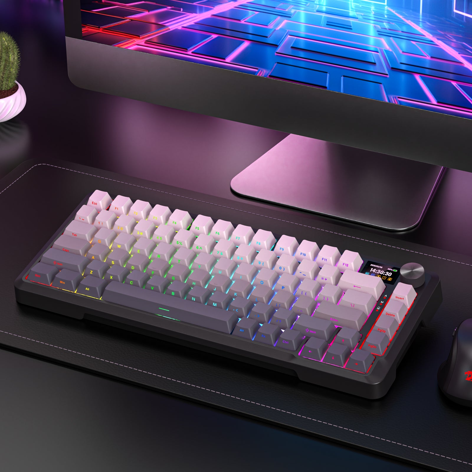 Redragon KEYBOARD WIRELESS (K724SP-RGB-PRO) BEHEMOTH PRO (GRADIENT GREY)