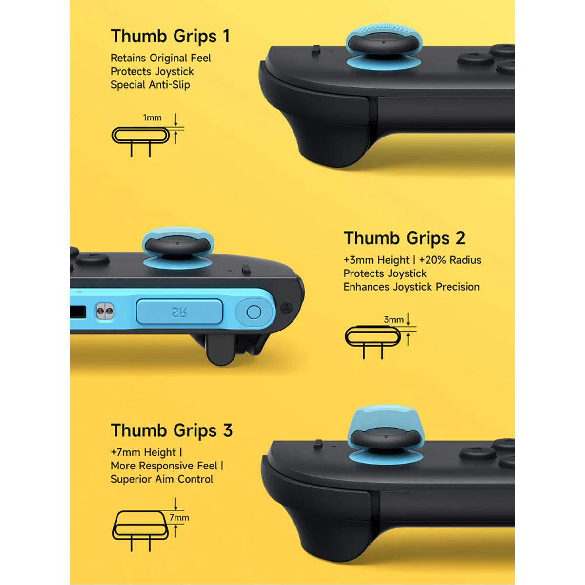 JSAUX Multi-Mode Thumb Grip Set for Nintendo Switch 2 GP0404