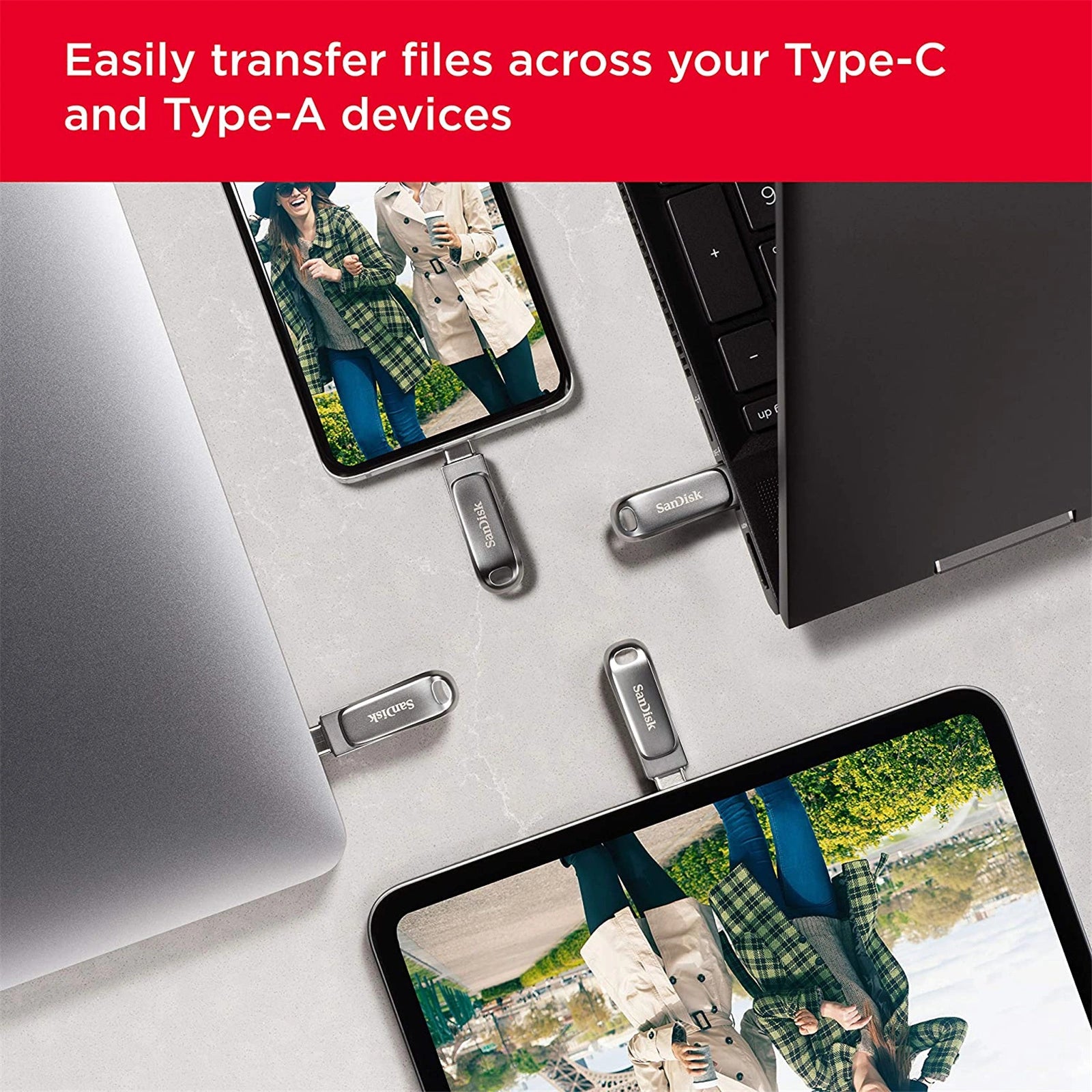 SanDisk Ultra SDDDC4 Dual Drive Luxe USB Type-C Silver