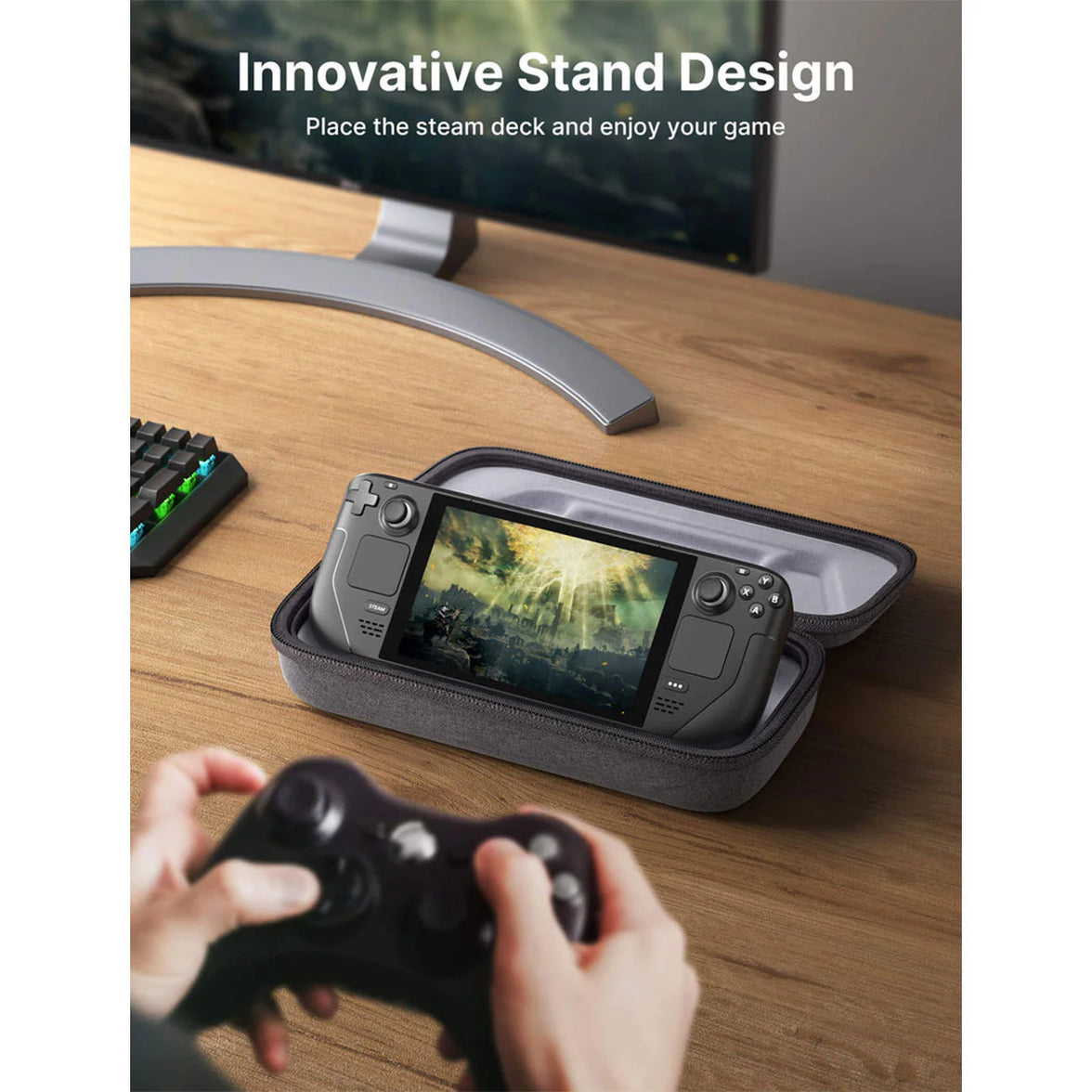 JSAUX Protective Carrying Case for Steam Deck OLED/ ROG Ally / Ally X / Playstation Portal (Grey) BG0106X