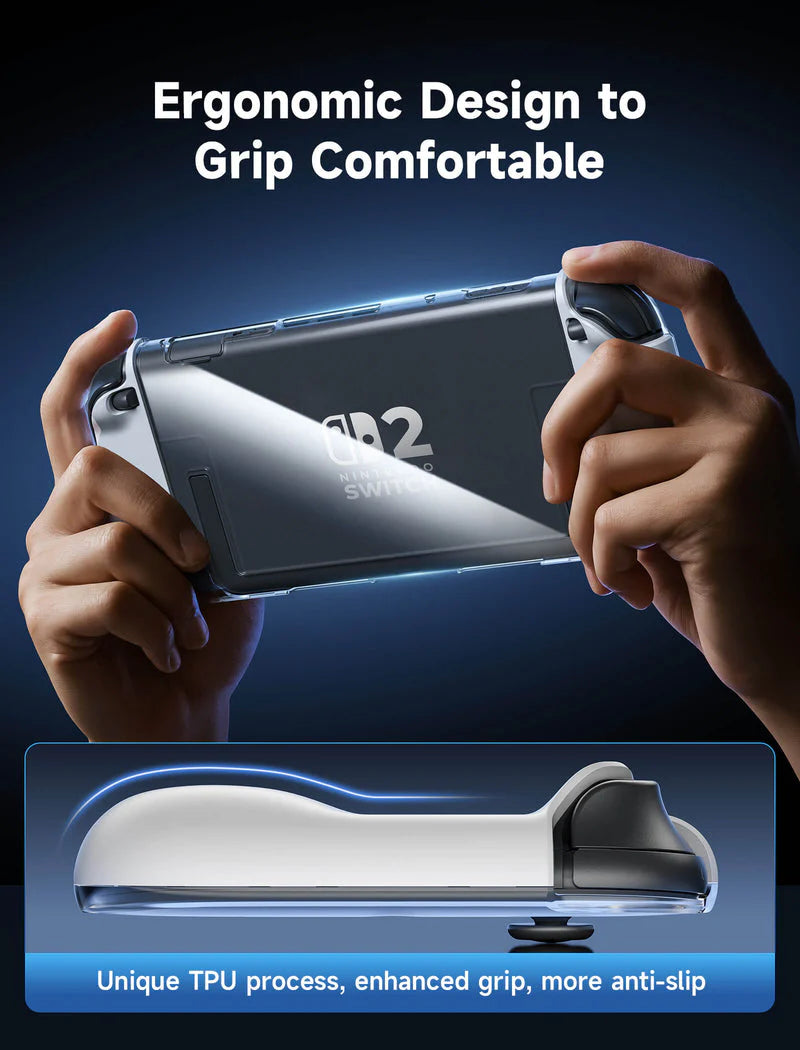 JSAUX Ergonomic Controller Full-Cover Case Set for Ninteodo Switch 2 (Clear) PC0119A