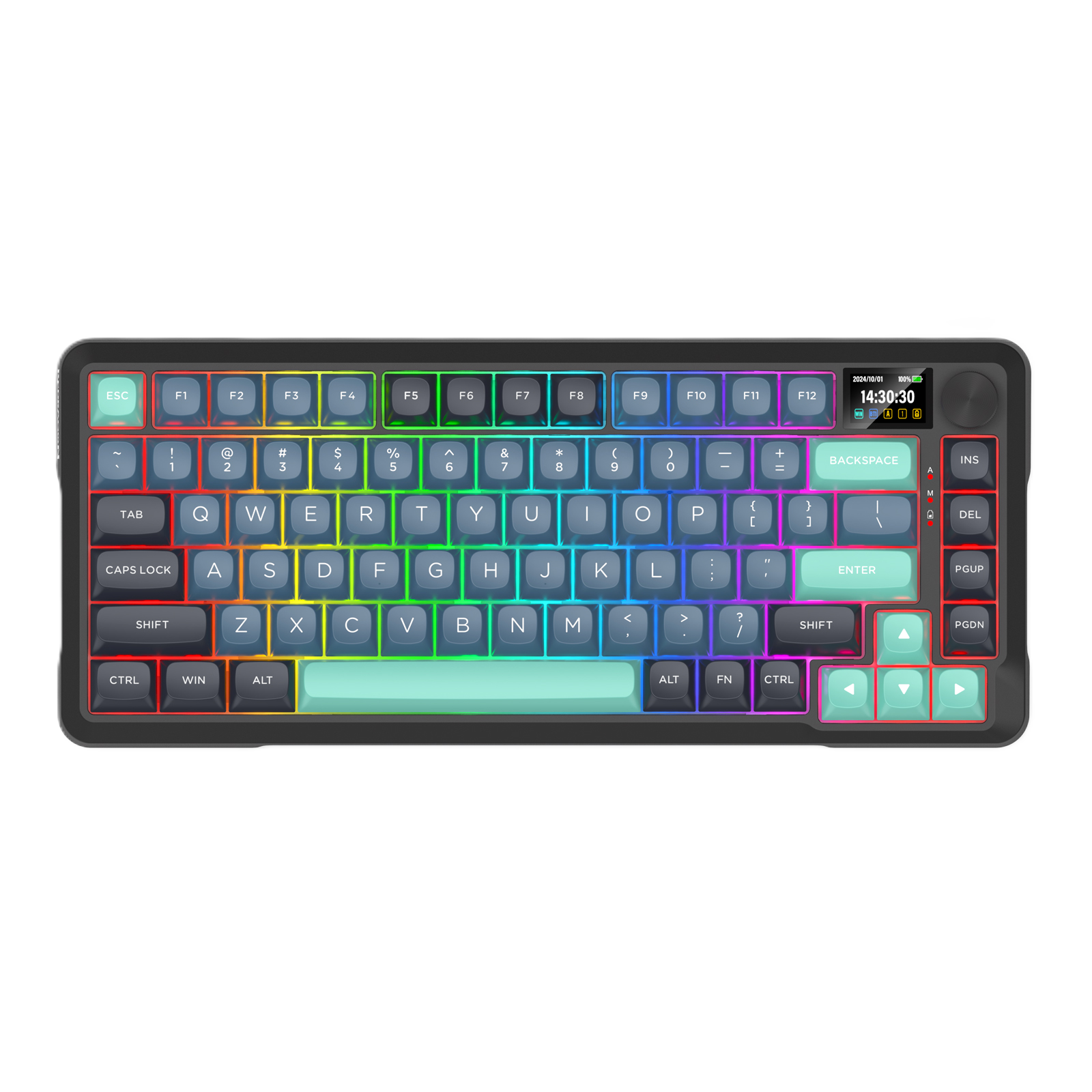 Redragon KEYBOARD WIRELESS (K724GBG-RGB-PRO) BEHEMOTH PRO (GREY+BLUE+GREEN)