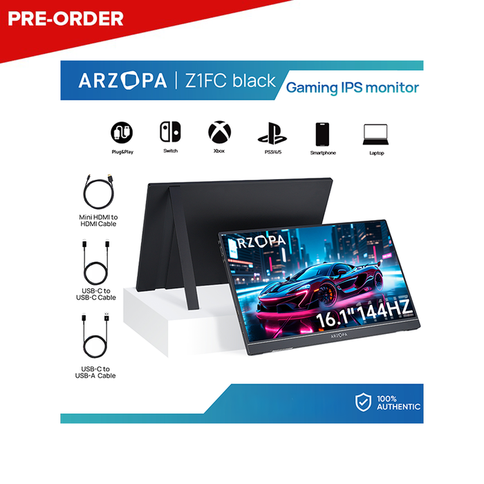 [PRE-ORDER] ARZOPA Z1FC 15.6" FHD Portable Monitor (Black)