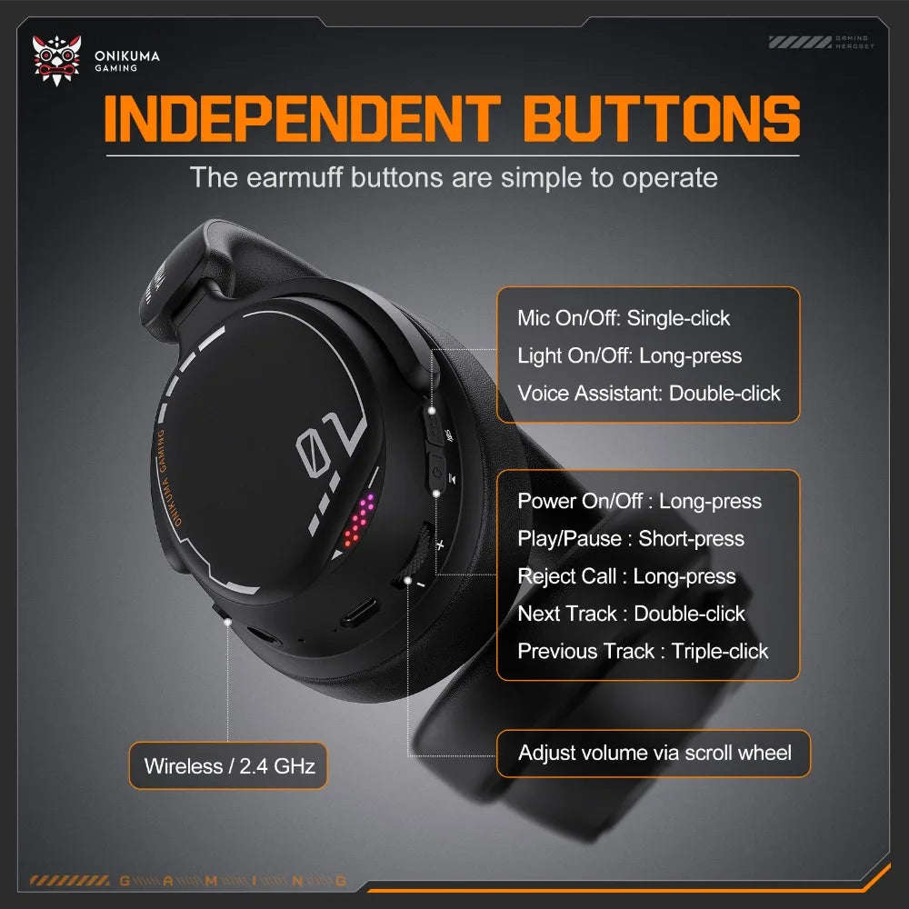 Onikuma GT886 Tr-Mode Gaming Headset Black