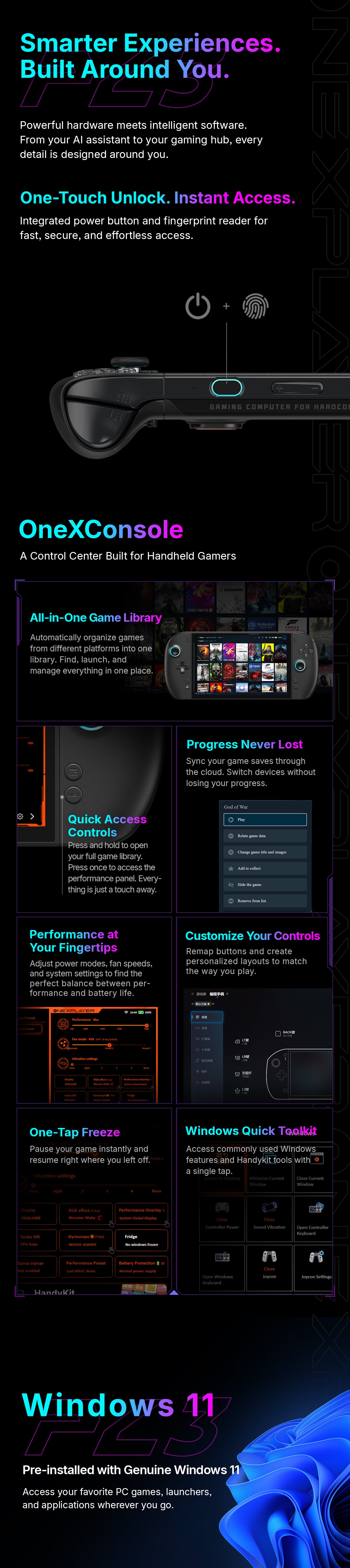 [PRE-ORDER] ONEXPLAYER 3 AI Gaming Handheld PC | Intel® Arc™ G3 Extreme | 24GB RAM | 1TB SSD | 8.8” 144Hz AMOLED | Windows 11