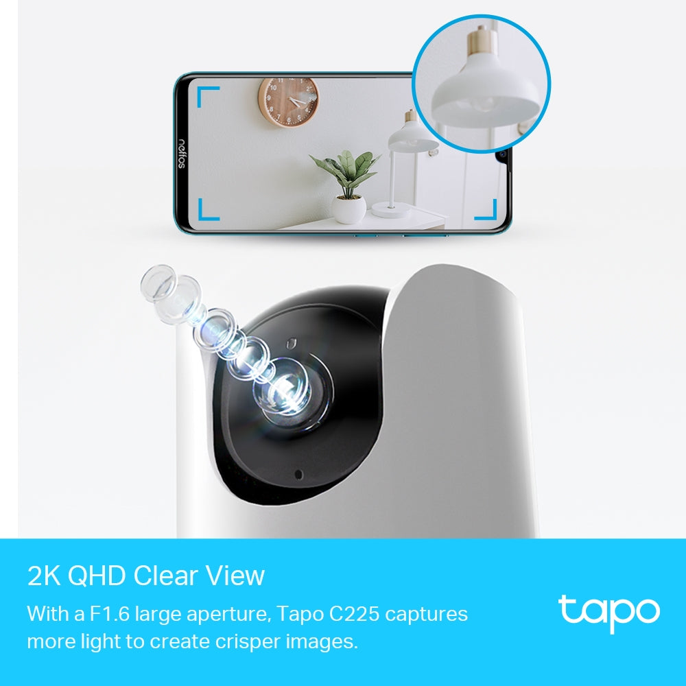 TP-Link Tapo C225 Pan/Tilt AI Home Security Wi-Fi Camera - White