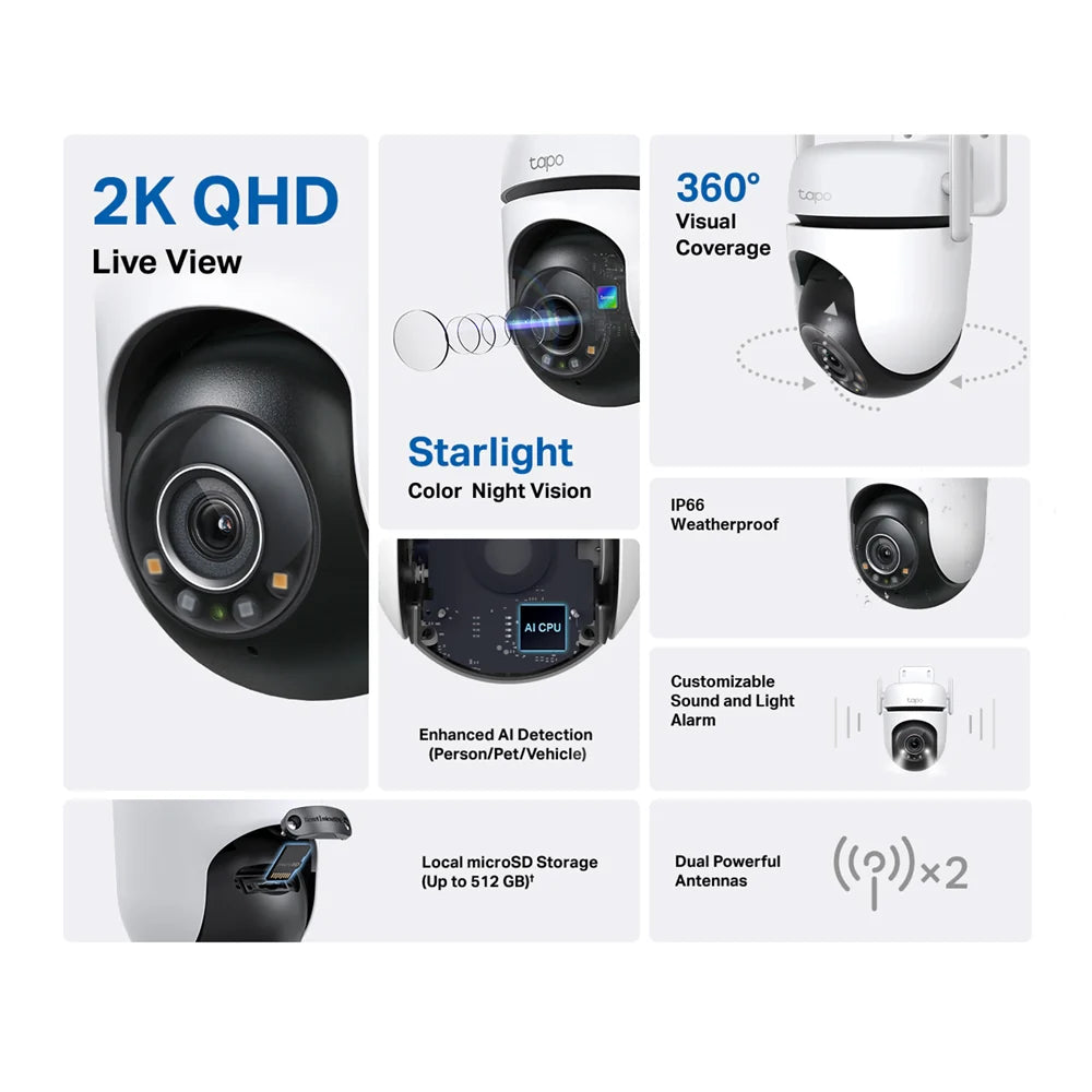 TP-Link Tapo C520WS 2K QHD Outdoor Pan/Tilt Security Wi-Fi Camera CCTV White