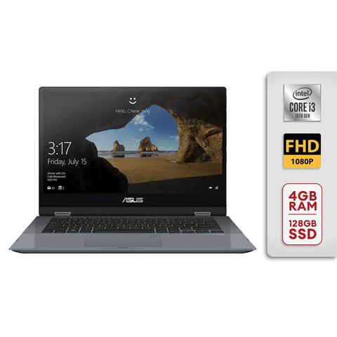 ASUS VivoBook Flip 14" FHD Touchscreen 2-in-1 Laptop, Core i3-10110U 4GB RAM/128GB SSD Win10 Smode - Star Gray