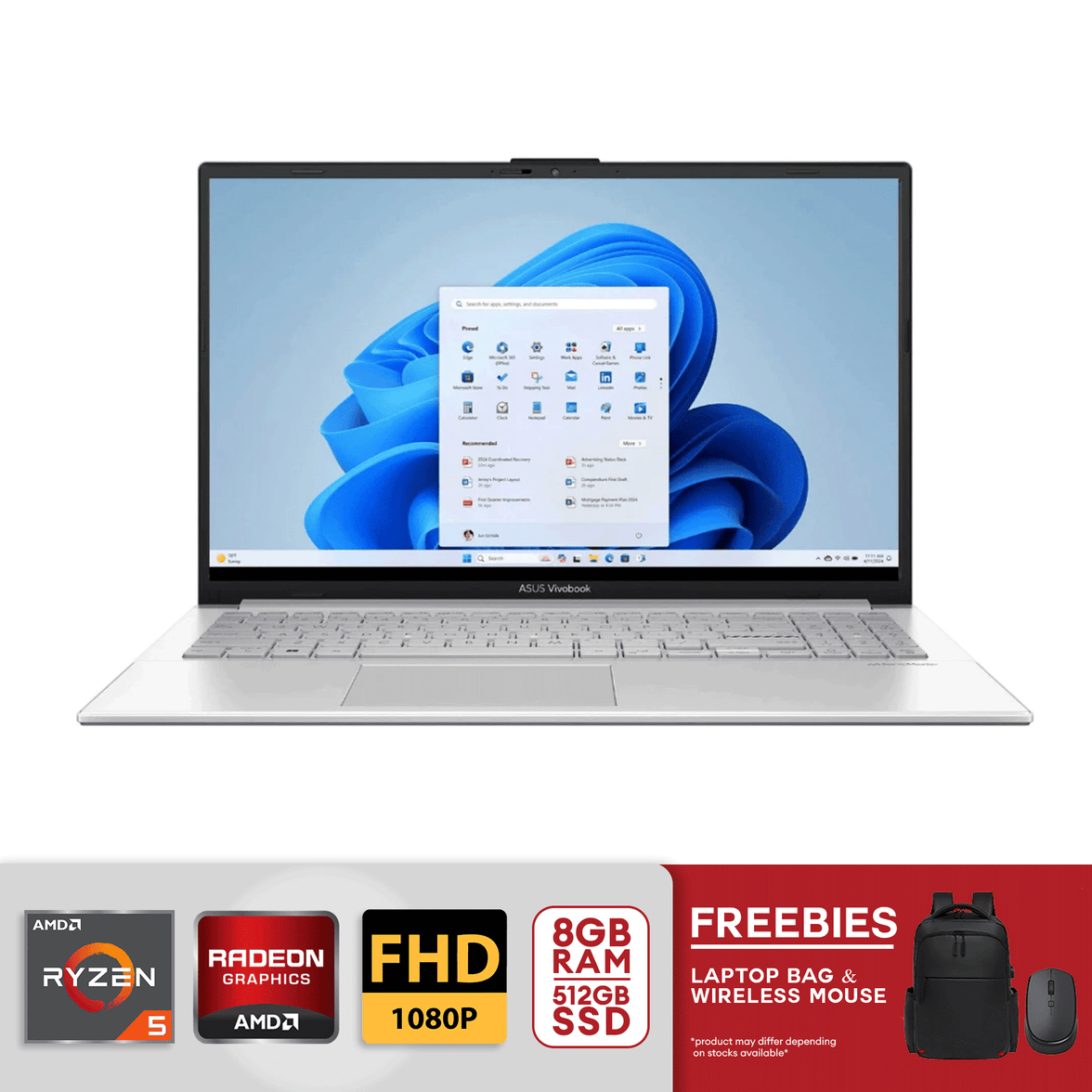 ASUS Vivobook Go 15.6" FHD AMD Ryzen 5 - 7520U 16GB LPDDR5 RAM / 512GB SSD AMD Radeon Graphics Win 11 Cool Silver E1504FA-WH56