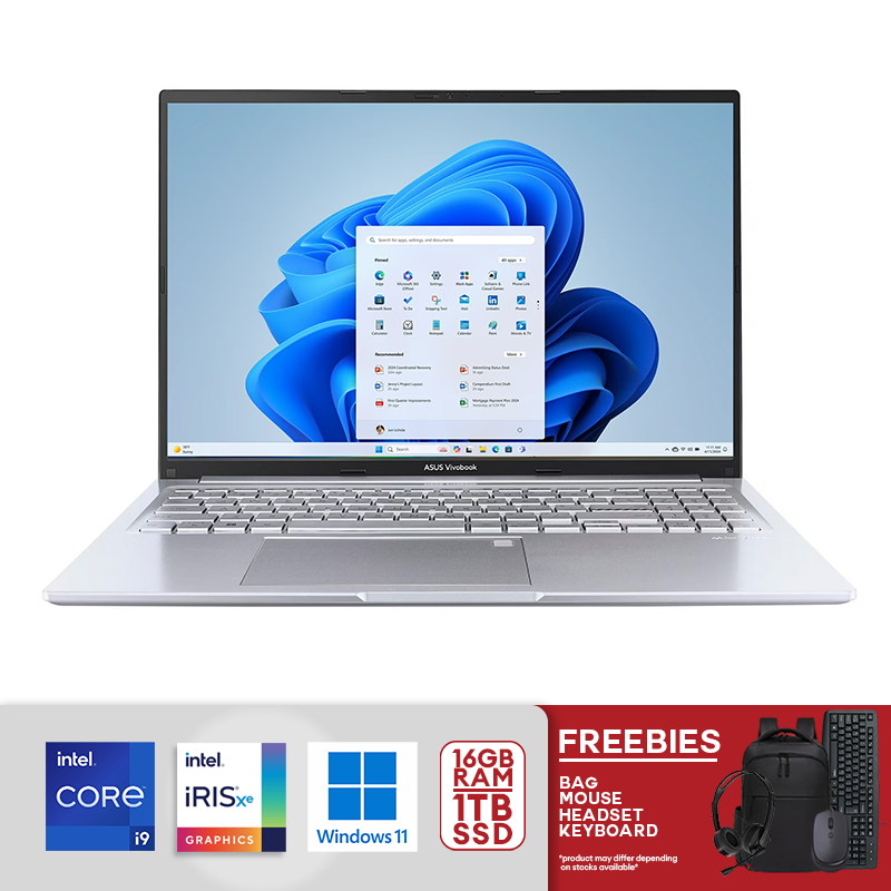 ASUS Vivobook 16" WUXGA Intel Core i9-13900H 2.6GHz 16GB RAM / 1TB SSD Intel Iris Xe Graphics Win 11 Home Cool Silver F1605VA-WS96