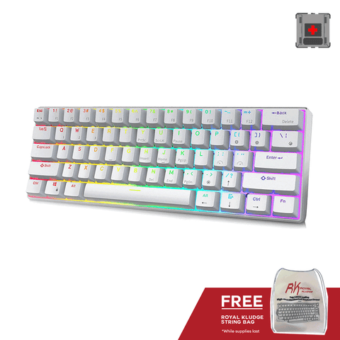 Royal Kludge RK61 Pro Tri Mode RGB 61 Keys Hotswappable Mechanical Keyboard White Red Switch