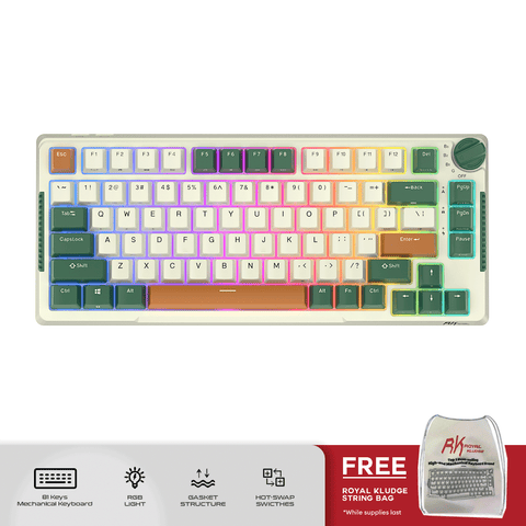 Royal Kludge RKH81 Tri-Mode RGB 81 Keys Hot Swappable Mechanical Keyboard Time Machine [Speed Silver Switch]