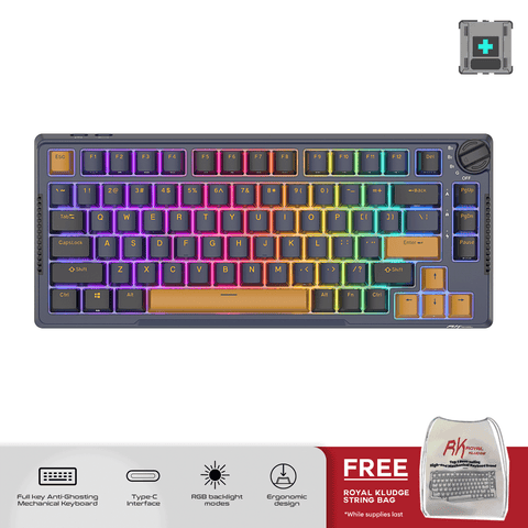 Royal Kludge RKH81 Tri-Mode RGB 81 Keys Hot Swappable Mechanical Keyboard Star Night Sky Cyan Switch