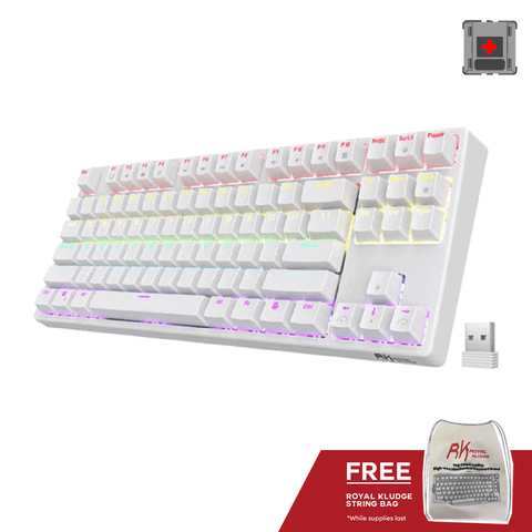 Royal Kludge RK87 Tri Mode RGB 87 Keys Hot Swappable Mechanical keyboard White Red Switch