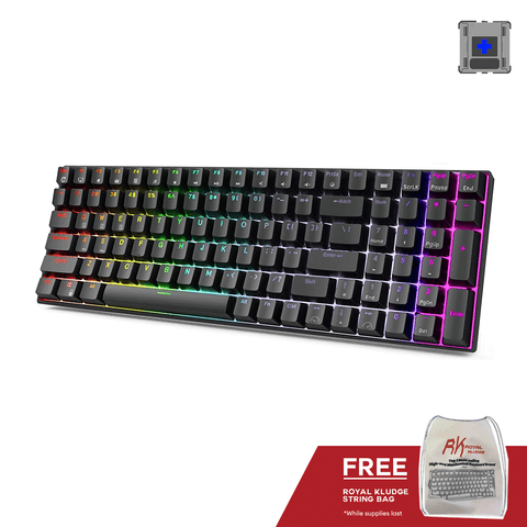 Royal Kludge RK100 Tri Mode RGB 100 Keys Hot Swappable Mechanical Keyboard Black Blue Switch