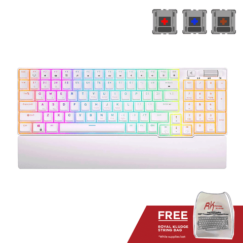 Royal Kludge RK96 Tri Mode RGB 96 Keys Hot Swappable White Mechanical Keyboard White