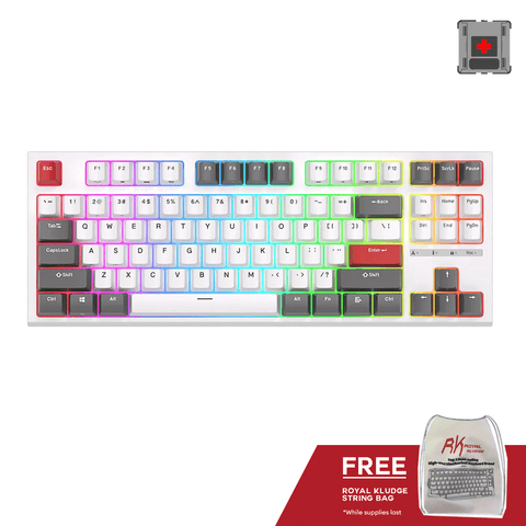 Royal Kludge RKR87 Single Mode RGB 87 Keys Hot Swappable Mechanical Keyboard [White] [Red Switch]