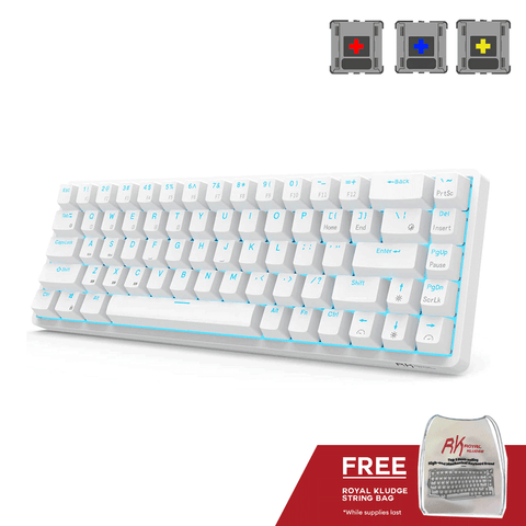 Royal Kludge RKG68 Tri Mode RGB 68 Keys Hot Swappable Mechanical Keyboard White