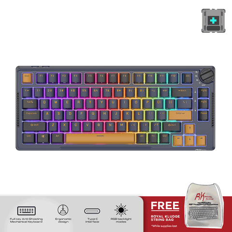 Royal Kludge RKH81 Tri Mode RGB 81 Keys Hot Swappable Mechanical Keyboard Time Machine Sky Cyan Switch