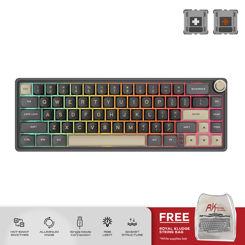 Royal Kludge RKR65 Single Mode Wired RGB 66 Keys Hot Swappable Mechanical Keyboard Phantom