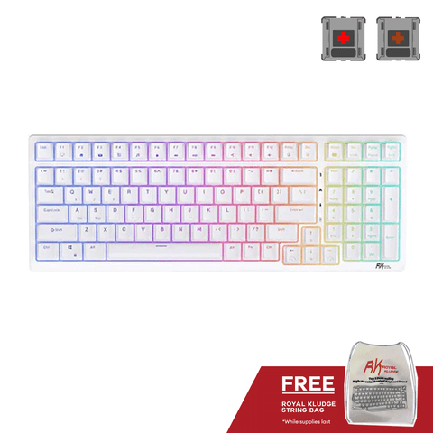 Royal Kludge RK98 Tri Mode RGB 100 Keys Hot Swappable Mechanical Keyboard White