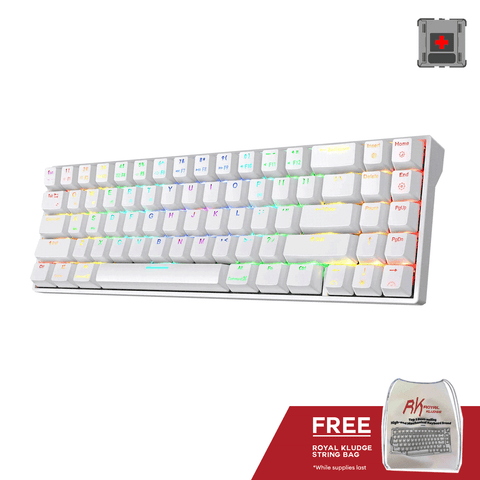 Royal Kludge RK71 Tri Mode RGB 71 Keys Hot Swappable Mechanical Keyboard White Red Switch