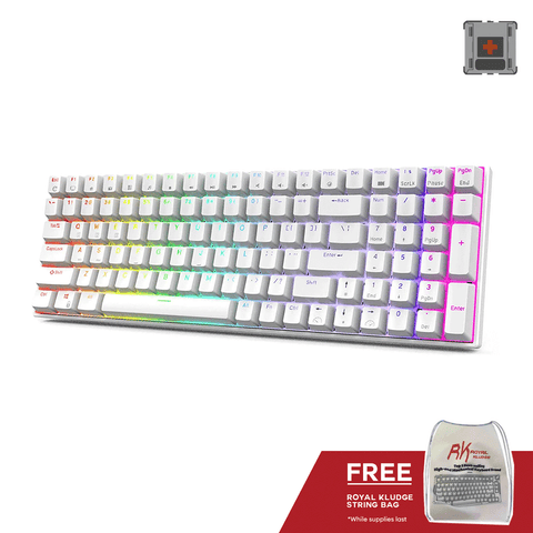 Royal Kludge RK100 Tri Mode RGB 100 Keys Hot Swappable Mechanical Keyboard White Brown Switch