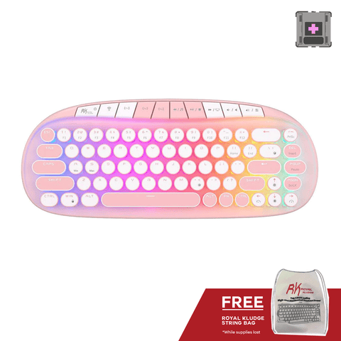 Royal Kludge RK Round Tri-Mode RGB 68 Keys Hot Swappable Mechanical Keyboard Pink (Pink Switch)