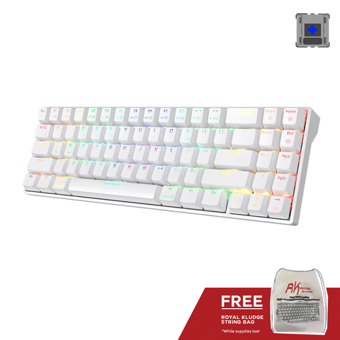 Royal Kludge RK71 Tri Mode RGB 71 Keys Hot Swappable Mechanical Keyboard White Blue Switch