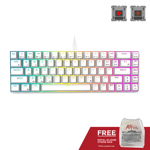 Royal Kludge RKG68 Tri Mode RGB 68 Keys Hot Swappable Mechanical Keyboard White