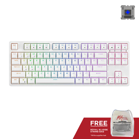 Royal Kludge RK87 Tri Mode RGB 87 Keys Hot Swappable Mechanical keyboard [White] [Blue Switch]