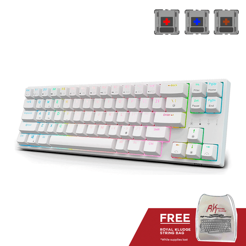 Royal Kludge RK68 Plus Tri Mode RGB 68 Keys Hot Swappable Mechanical Keyboard White