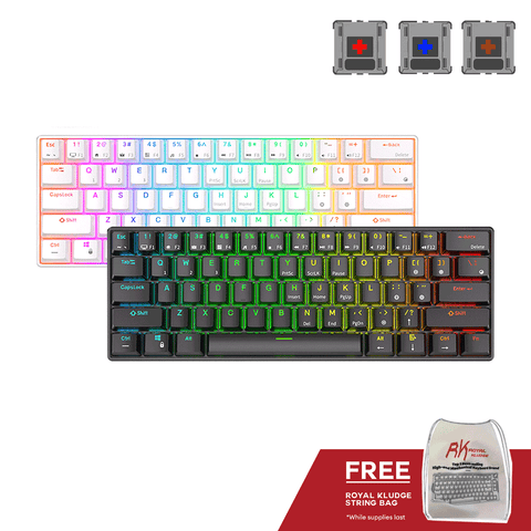 Royal Kludge RK61 Tri Mode RGB 61 Keys Hot Swappable Mechanical Keyboard